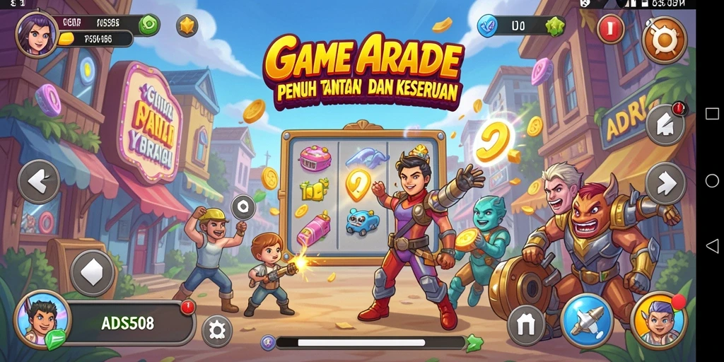Tangkapan layar menunjukkan aksi cepat dalam permainan arcade ADS508.