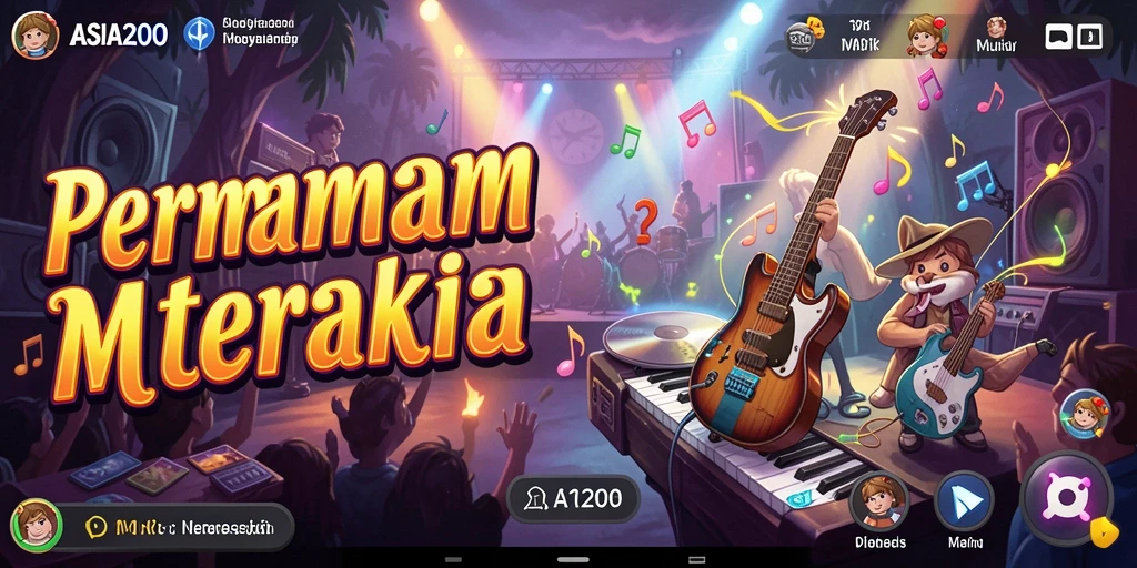 Screenshot ASIA200 yang menampilkan gameplay interaktif musik.