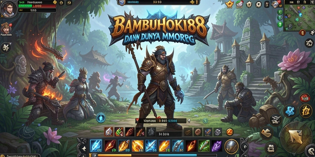 Tampilan gameplay <strong>BAMBUHOKI88</strong> menunjukkan pertarungan seru dan interaksi dalam dunia MMORPG.