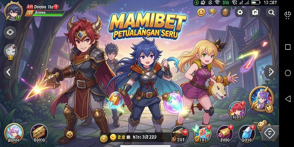 Tampilan gameplay MAMIBET yang penuh warna dari karakter Anime.