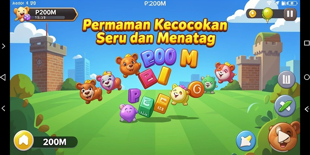 Screenshot gameplay P200M yang menampilkan keseruan permainan Match-3.