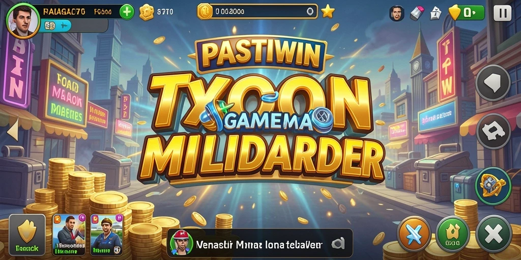 Screenshot gameplay PASTIWIN menampilkan keseruan mengelola bisnis Tycoon.