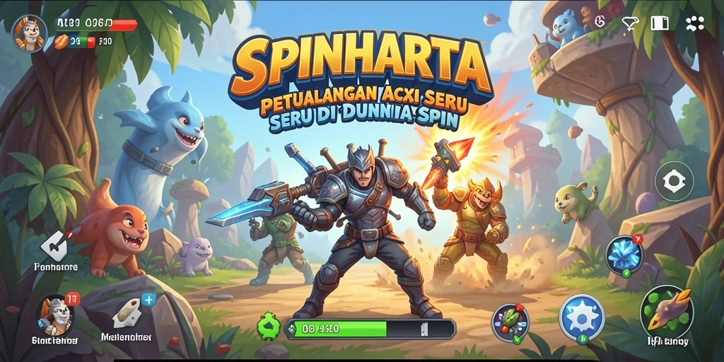 Screenshot SPINHARTA menampilkan aksi seru dalam pertempuran yang mendebarkan.