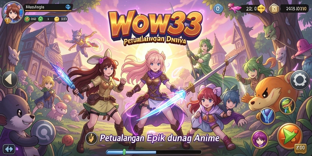Tampilan gameplay <strong>WOW33</strong> menampilkan serangan karakter anime yang dinamis.
